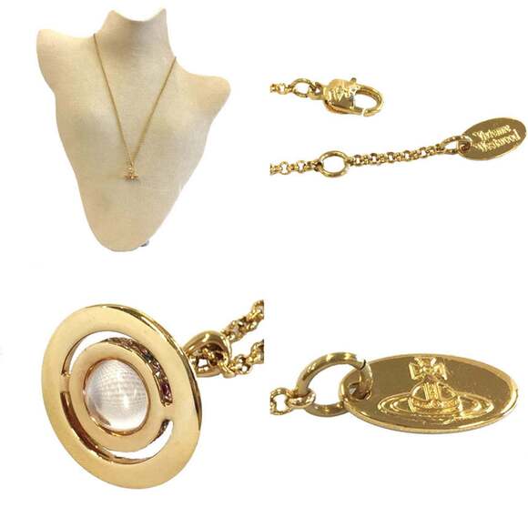 Vivienne Westwood Petite Orb Pendant Necklace in Gold with Rhinestones - Picture 3 of 4